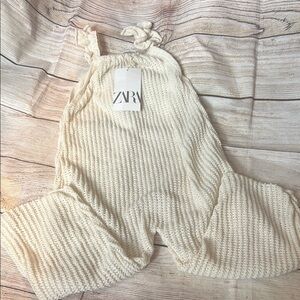 Zara Cream Jumpsuit with Cozy Knit Texture
